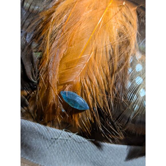 Vintage 50s Sears Fashion Millinery Feather cloche Hat Brown Orange Mid-Century main image 6